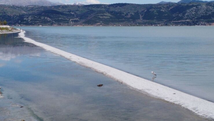 Eğirdir Gölü’nde kendiliğinden oluşan doğal yürüyüş yolu şaşırttı
