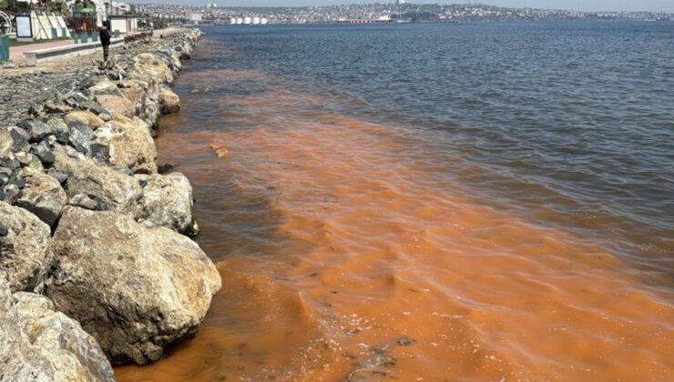 Görüntü Marmara’dan! Deniz turuncu renge büründü
