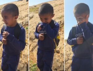 İsrail okul yollarını kapattı, küçük çocuk gözyaşlarına boğuldu