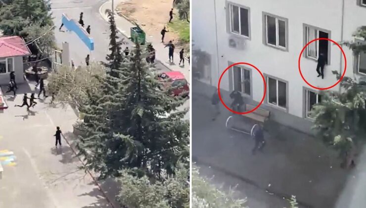 Kahramanmaraş’ta okula saldırı anı kamerada! Öğrenciler camlardan atladı