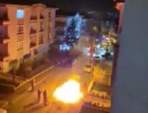 Kayınvalidesinin evinin önünde aracını yakıp, havaya ateş açtı