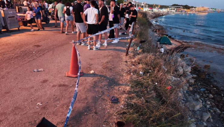 Dayandıkları demir bariyerin kopması sonucu sahildeki kayalıklara düşen 2 kişi yaralandı