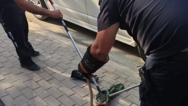 İnegöl’de Park Halindeki Minibüsün Motoruna Giren Yılan İtfaiye Tarafından Kurtarıldı