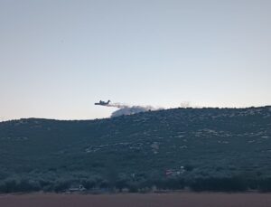 İzmir’de çıkan orman yangınına havadan ve karadan müdahale ediliyor