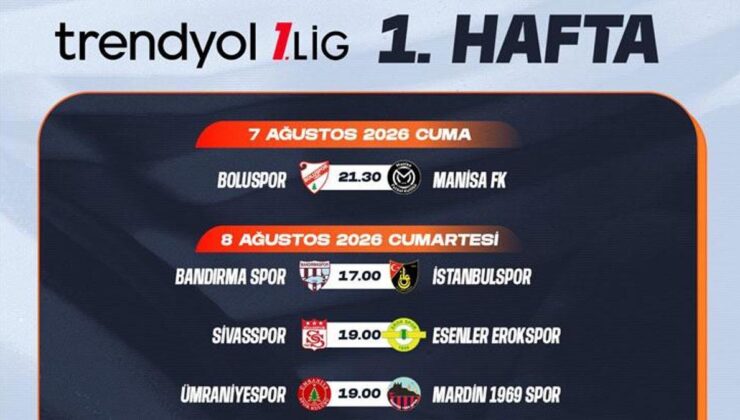 Trendyol 1. Lig’de 2025-26 sezonu ilk hafta maç programı açıklandı