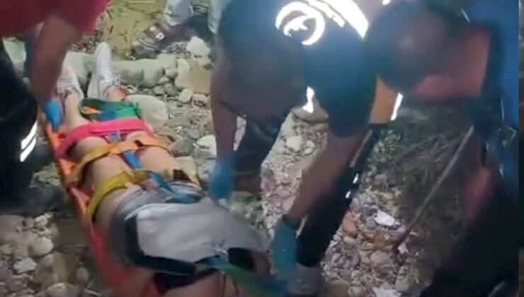 3 metre yükseklikten kayalıklara düşen genç kız yaralandı
