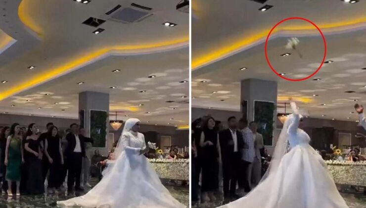Düğün çiçeği bekleyen davetlilerin şoke olduğu an