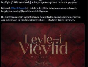 Emine Erdoğan’dan Mevlit Kandili Mesajı