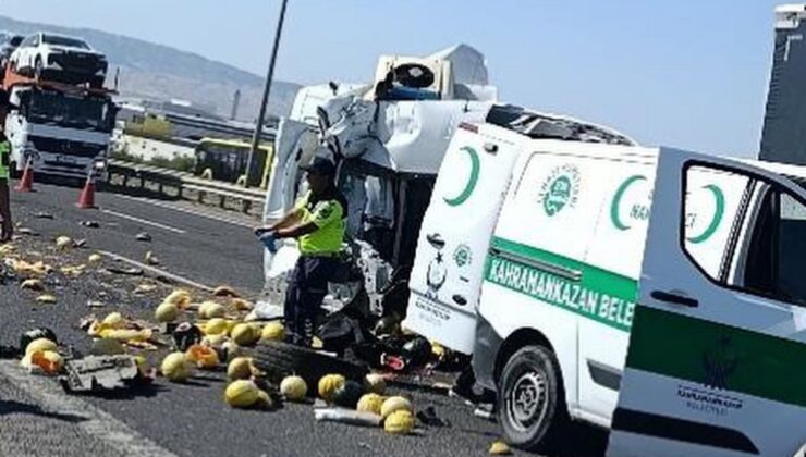 Kahramankazan’da Kamyonet-Kamyon Çarpışması: 1 Ölü, 2 Yaralı