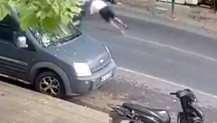 Otomobilin çarptığı yaya metrelerce savruldu; o anlar kamerada