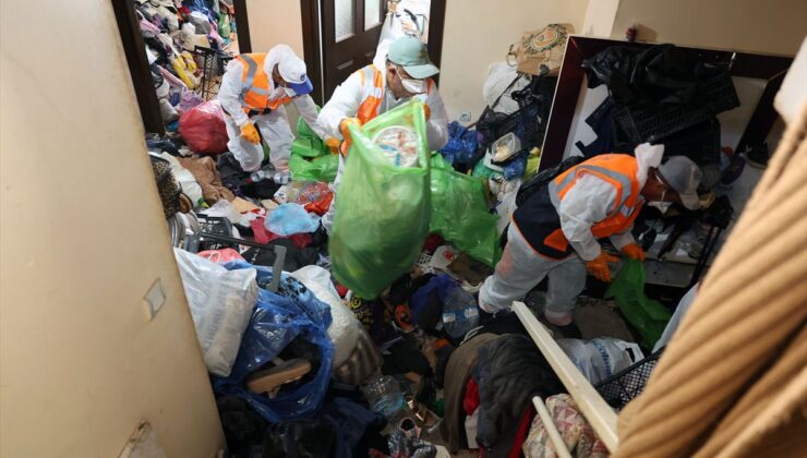 Talas’ta çöp evden 5 kamyon atık çıkarıldı