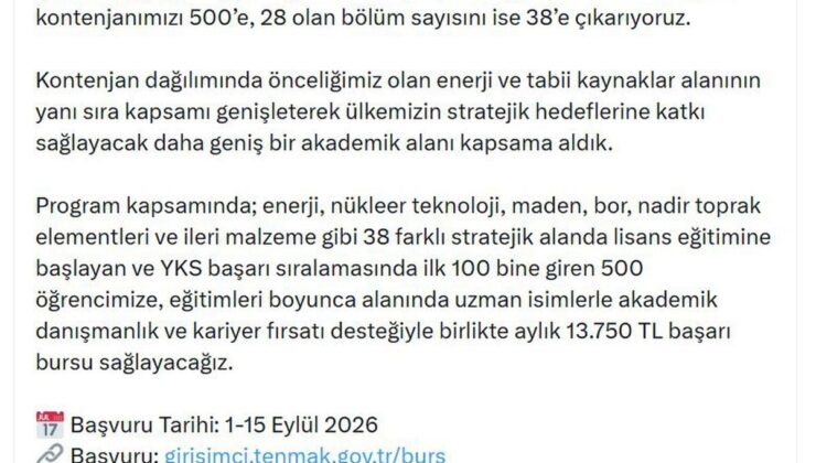 TENMAK Araştırma Bursu Kontenjanı 500’e Çıkarıldı