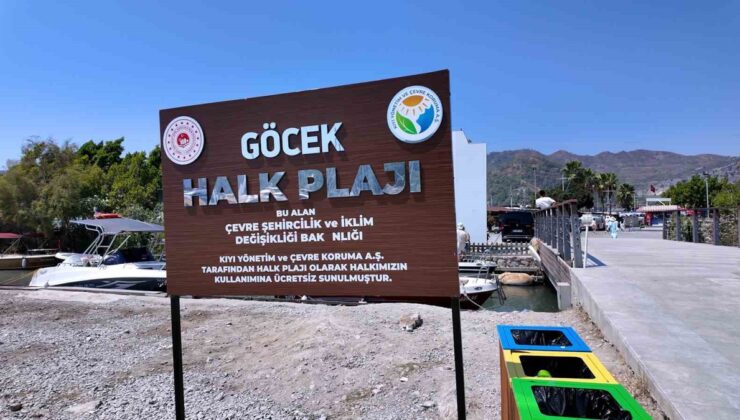 Bakan Kurum, Göcek’te teknelerden temizlenen ücretsiz halk plajını hizmete açtı