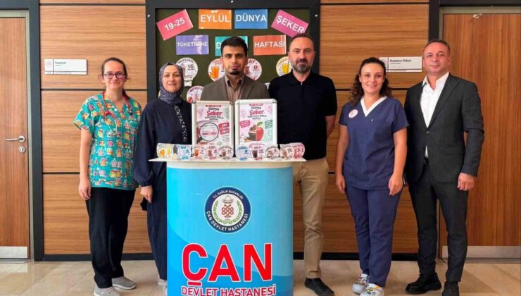 Çan Devlet Hastanesi, paketli gıdalardaki şekere dikkat çekmek için stand kurdu