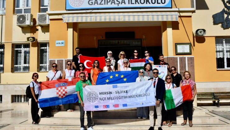 Erasmus’la Silifke’ye gelen 11 öğretmen Gazipaşa İlkokulunda öğrencilerle buluştu