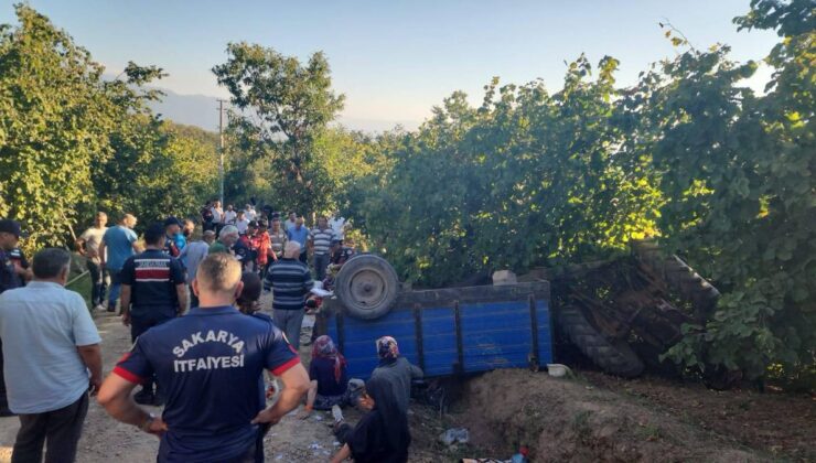 Hendek’te fındık işçilerini taşıyan traktör devrildi: 18 yaralı