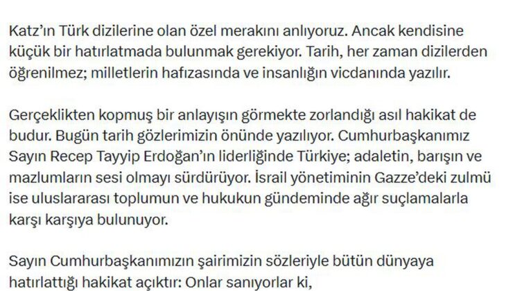 İletişim Başkanı Duran’dan, İsrail Savunma Bakanı Katz’a tepki