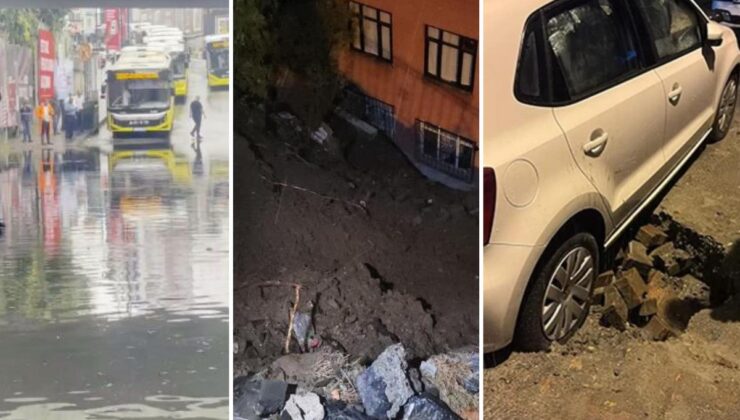 İstanbul’u sağanak vurdu! Yol çöktü, alt geçidi su bastı, toprak kaydı, 25 kişi tahliye edildi
