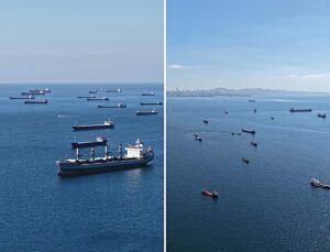 Karadeniz’deki saldırı riski nedeniyle ilerleyemeyen gemiler, İstanbul açıklarını adeta otoparka çevirdi