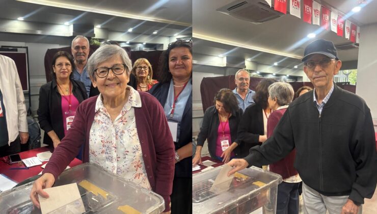 Özgür Özel’in annesi Şükran ve babası Talat Özel, YENİ Parti ön seçiminde oy kullandı