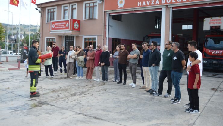 Samsun Havza’da 112 Acil Sağlık ekiplerine yangın tüpü kullanımı uygulamalı anlatıldı