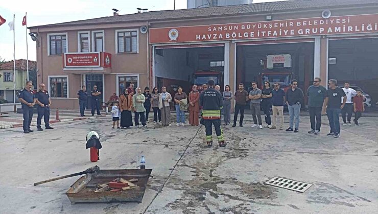 Samsun Havza’da itfaiye ve 112 personeline yangına ilk müdahale eğitimi verildi