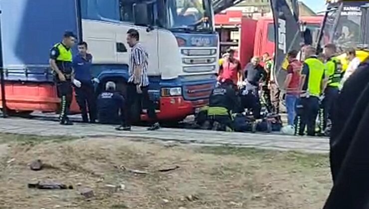 TIR’ın altında kalan yaya ağır yaralandı