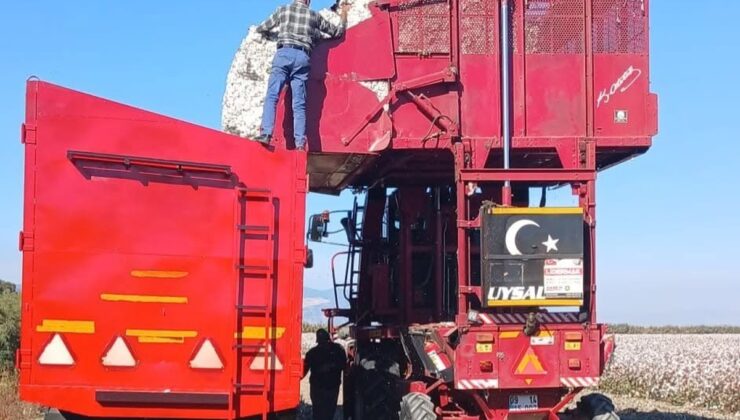 Aydın Söke’de ilçe tarım ekipleri pamuk hasat makinelerini sahada denetledi