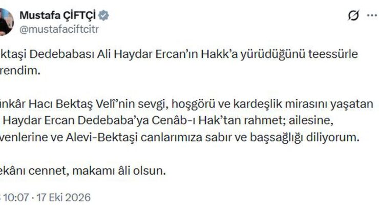 Bakan Çiftçi, Dedebaba Ercan’ın vefatı nedeniyle başsağlığı mesajı yayımladı
