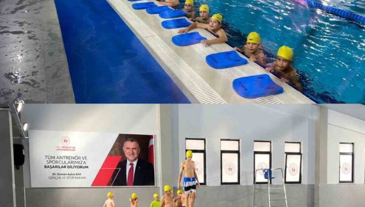 Burhaniye’de hafızlık öğrencileri, yarı olimpik havuzda yüzme etkinliğinde buluştu