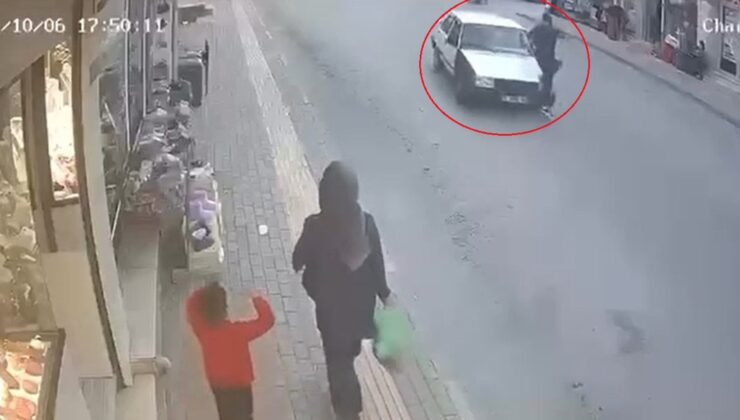Bursa Yıldırım’da otomobilin çarptığı yaya hafif yaralandı, yan aynaya tutundu
