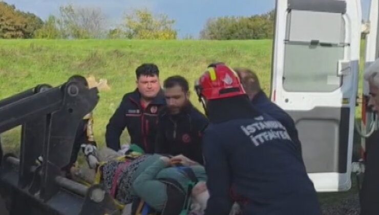 Çatalca’da kolu kırılan 64 yaşındaki kadın, taşan dereden kepçeyle geçirildi