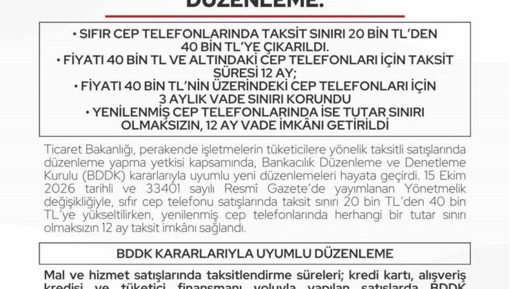 Cep telefonunda taksit sınırı iki katına çıktı! 40 bin liraya kadar 12 ay taksit yapılabilecek
