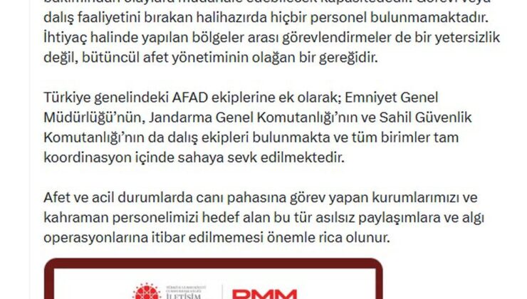 DMM, AFAD dalgıçlarının toplu olarak görevi bıraktığı iddialarını asılsız buldu