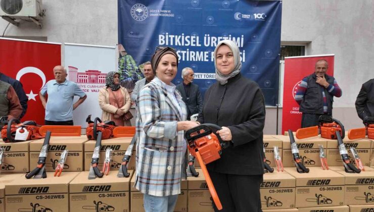 Düzce’de 102 fındık üreticisine bakım ekipmanı desteği verildi