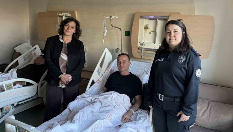 Düzce’de polis eşleri derneği başkanı hastadaki polise ve bebekli aileye destek oldu