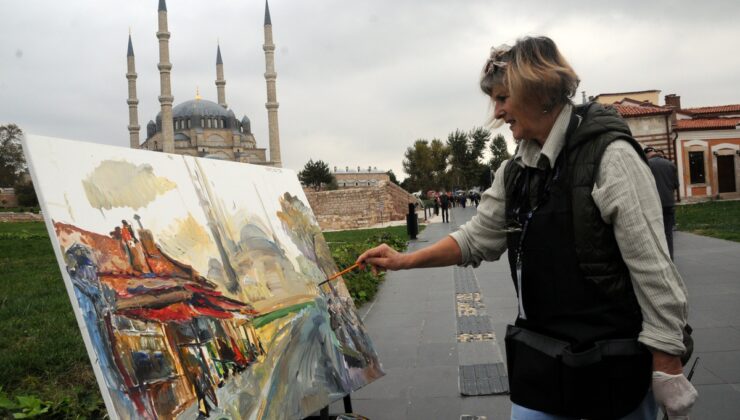 Edirne’de 7. Balkan Ressamları Buluşması’nda 24 ressam Selimiye’yi tuvale taşıdı