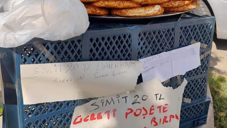 Elazığ’da KPSS’ye giren simitçi tezgahına not bıraktı: Simit 20 TL, ücreti poşete bırak