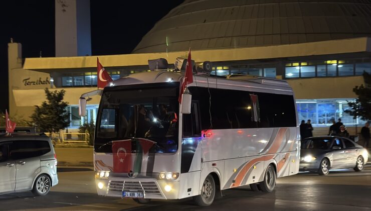 Erzincan’da STK’lar ve vatandaşlar Gazze protestosu için konvoy düzenledi