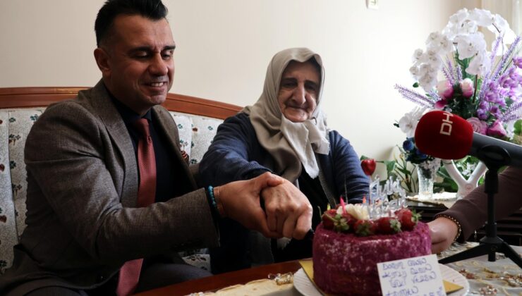 Erzurum’da yalnız yaşayan 85 yaşındaki Asuman Atasever’e doğum günü sürprizi yapıldı