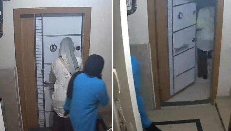 Hırsız kadınlar kamerada! Kapıyı açıp daireye girdiler ama o anda hiç beklemedikleri bir şey oldu