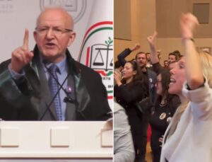 İstanbul Barosu Genel Kurulu’nda Kaboğlu’nun konuşması sonrası sloganlar yükseldi