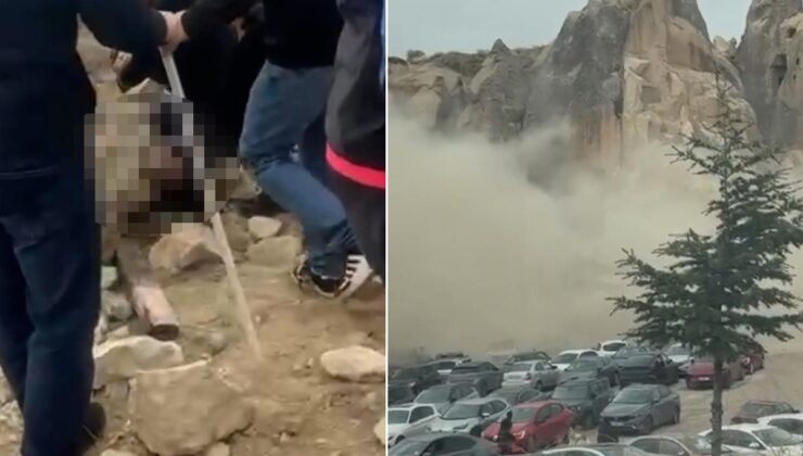Kapadokya’da peribacası çöktü! İlk görüntüler korkunç