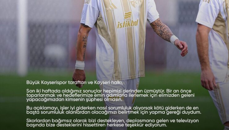 Kayserisporlu Benhur Keser, 2 maçta kaybedilen puanın sorumluluğunu üstlendi