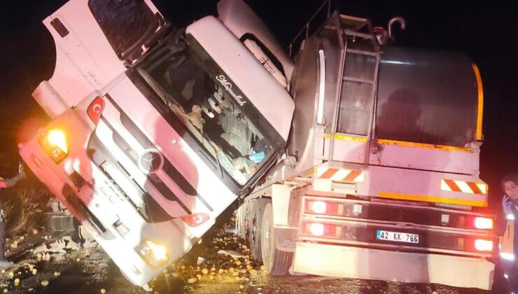 Konya Ilgın’da süt tankeri TIR’a çarptı, tanker şoförü öldü, diğer sürücü yaralandı