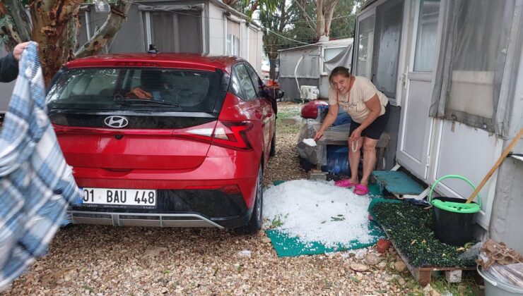 Mersin Silifke’de dolu yağışı etkili oldu, Boğsak Koyu’nda kampçılar zor anlar yaşadı