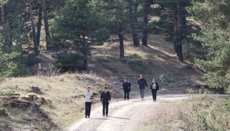 Oltu ve Erzurum yürüyüş grupları 15 kilometre yürüyüp rampada kalan araca yardım etti