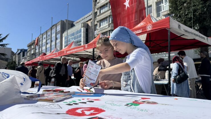 Samsun’da çocuklar, SBB katkısıyla Gazze’deki yaşıtları için resim çizdi