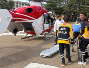 Şırnak Silopi’de 56 yaşındaki yanıklı hasta, Diyarbakır’a helikopterle sevk edildi