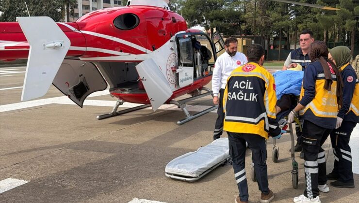 Şırnak Silopi’de 56 yaşındaki yanıklı hasta, Diyarbakır’a helikopterle sevk edildi